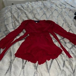Red romper cute for Valentine’s Day